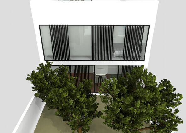 Modelo 3d de casa unifamiliar entre medianeras.